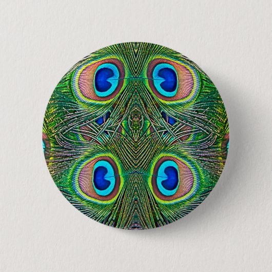 Peacock Feathers Kaleidoscope Print Ronde Button 5,7 Cm (Voorkant)