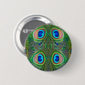 Peacock Feathers Kaleidoscope Print Ronde Button 5,7 Cm (Voorkant /achterkant)