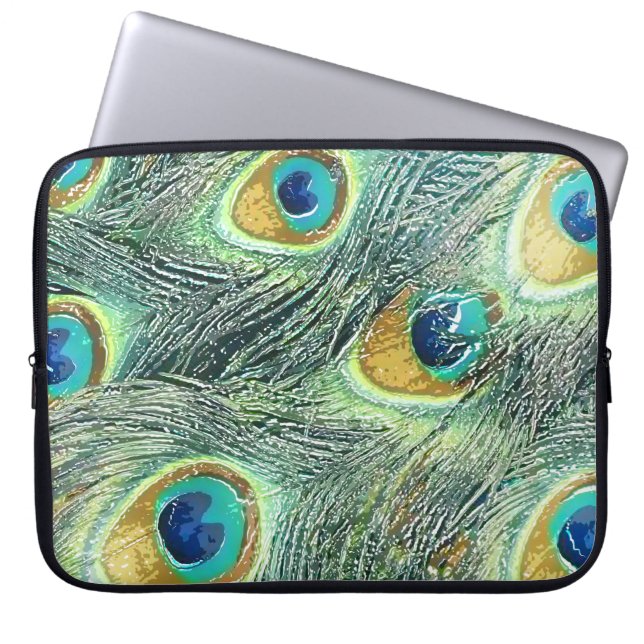PEACOCK FEATHERS-laptophoes Laptop Sleeve (Voorkant)