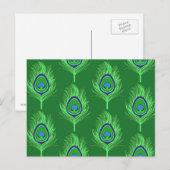 Peacock Feathers, Lime Green over Emerald Green Briefkaart (Voorkant / Achterkant)