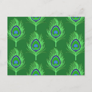 Peacock Feathers, Lime Green over Emerald Green Briefkaart