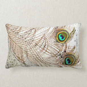 Peacock Feathers Lumbar Pillow Kussen