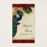 Peacock & Feathers Mariage formel Favor Cadeaux Ta<br><div class="desc">SÉLECTION DU PAPIER : Ceci est montré sur "papier de base", un autre grand choix serait "glace métallique" qui est une surface brillante blanche et percée. Il serait également magnifique sur le lin "Champagne Metallic", feutre ou l'un des autres choix. PALETTE DE COULEUR : rouge bordeaux profond, bronzé, bleu royal...</div>