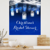 Peacock Feathers, Mason Jar Lights Banner Poster (Cuisine)