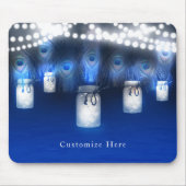 Peacock Feathers, Mason Jar & String Lights Rustic Muismat (Voorkant)