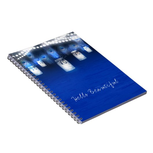 Peacock Feathers, Mason Jar & String Lights Rustic Notitieboek (Rechterzijde)