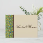 Peacock Feathers Modern Bridal Shower Invitation Kaart (Staand voorkant)