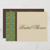 Peacock Feathers Modern Bridal Shower Invitation Kaart (Voorkant / Achterkant)