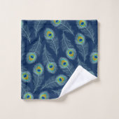 Peacock Feathers Motif bleu (Gant de toilette)