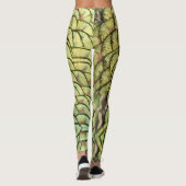 Peacock Feathers Motif Jaune Legging (Dos)