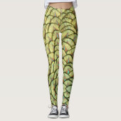 Peacock Feathers Motif Jaune Legging (Devant)