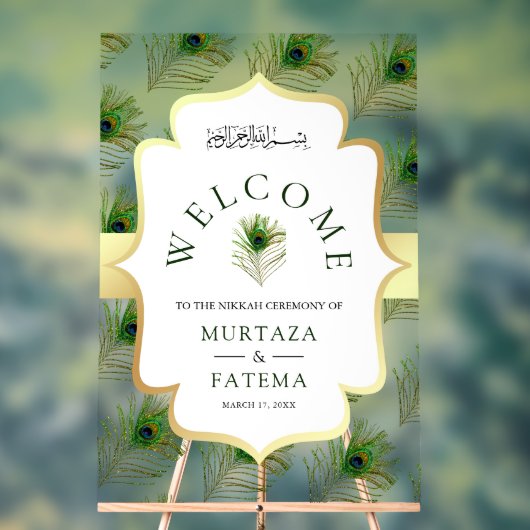 Peacock Feathers Muslim Wedding Welcome (Neutre)