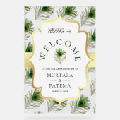 Peacock Feathers Muslim Wedding Welcome Acryl Bord (Voorkant)