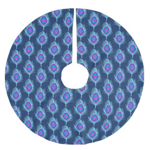 Peacock Feathers, Navy and Pastel Blue Kerstboom Rok
