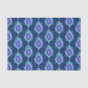 Peacock Feathers, Navy and Pastel Blue Tissuepapier