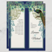 Peacock Feathers Navy Blue Wedding Programme (Voorkant / Achterkant)