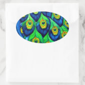 Peacock Feathers-ontwerp Ovale Sticker (Tas)