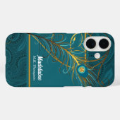 Peacock Feathers op Blauwgroen Paisley Case-Mate iPhone Case (Achterkant (horizontaal))
