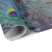 Peacock Feathers op Paars Cadeaupapier (Rol Hoek)