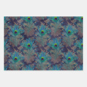 Peacock Feathers op Paars Inpakpapier Vel (Voorkant 2)