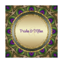 Peacock Feathers Paarse Green Gold Indian Wedding