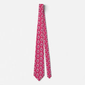 Peacock Feathers, Pastel Roze op Fuchsia Pink Stropdas (Voorkant)