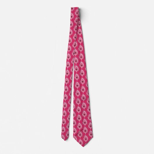 Peacock Feathers, Pastel Roze op Fuchsia Pink Stropdas (Achterkant)