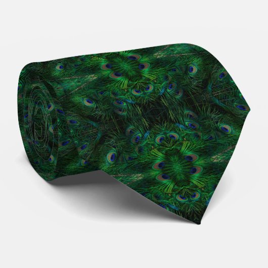 Peacock Feathers Pattern Stropdas (Opgerold)