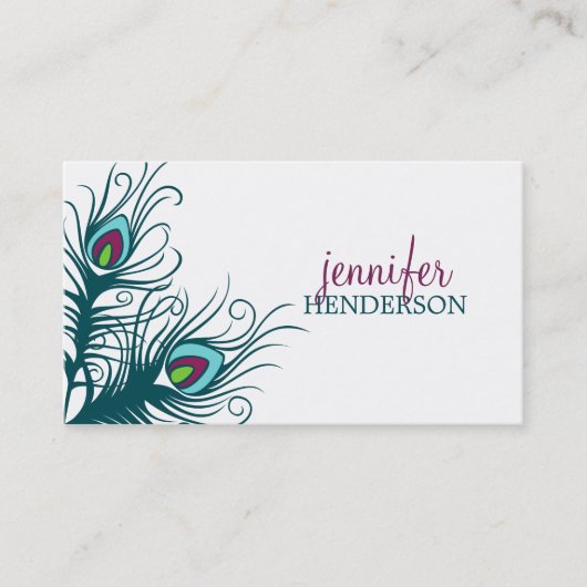 Peacock Feathers Personal Calling Card Contactkaartje (Voorkant)