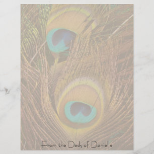 Peacock Feathers Personalized Letterhead