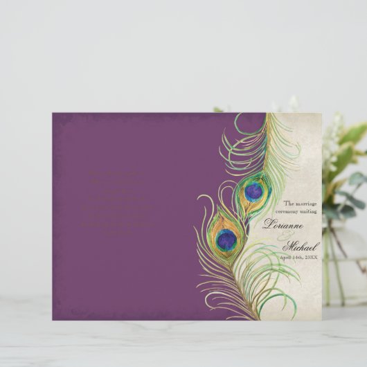 Peacock Feathers - Purple, Programme de mariage (Debout devant)