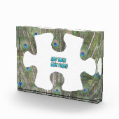 Peacock Feathers Puzzle Piece Cust. Fotoblok (Rechts)