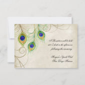 Peacock Feathers Receptie Uitnodiging Kaart (Achterkant)
