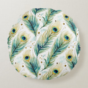 Peacock Feathers Rond Kussen