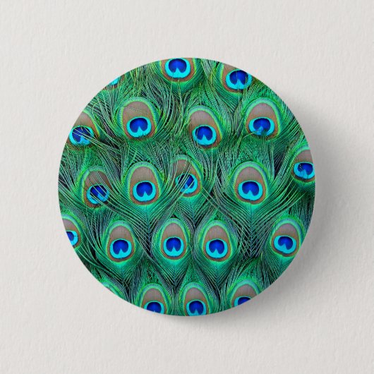 Peacock Feathers Ronde Button 5,7 Cm (Voorkant)