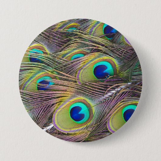 Peacock Feathers Ronde Button 7,6 Cm (Voorkant)