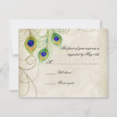 Peacock Feathers RSVP Respons Kaarten (Achterkant)