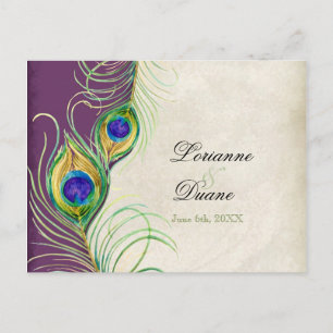 Peacock Feathers RSVP Response Briefkaarten