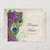 Peacock Feathers RSVP Response Briefkaarten (Voorkant / Achterkant)