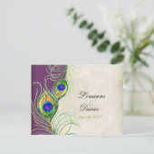 Peacock Feathers RSVP Response Briefkaarten (Staand voorkant)