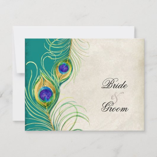 Peacock Feathers RSVP-responskaarten RSVP Kaartje (Voorkant)