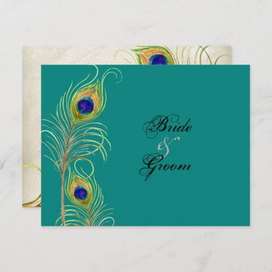 Peacock Feathers RSVP-responskaarten RSVP Kaartje (Voorkant / Achterkant)