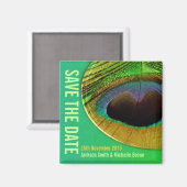 Peacock Feathers Save the Date Magnet Magneet (Voorkant / Achterkant)