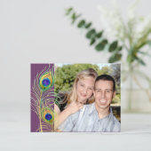 Peacock Feathers sparen de Datum uitnodigen Kaarte Aankondigingskaart (Staand voorkant)