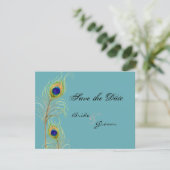Peacock Feathers sparen de Datum uitnodigen Kaarte Save The Date (Staand voorkant)