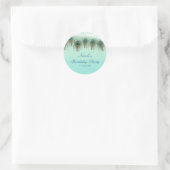 Peacock Feathers & String Lights Rustic Party Ronde Sticker (Tas)