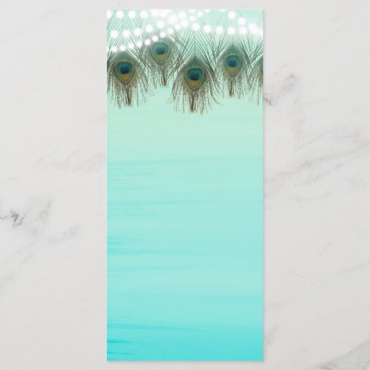 Peacock Feathers & String Lights Rustiek Party Men Menu (Achterkant)