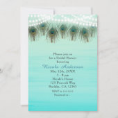 Peacock Feathers & String Lights Rustige Uitnodigi Kaart (Voorkant)