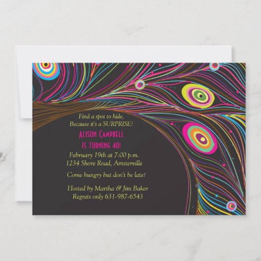 Peacock Feathers Uitnodiging (Voorkant)