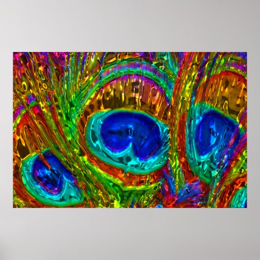 Peacock Feathers Verre Art 1 Poster (Devant)